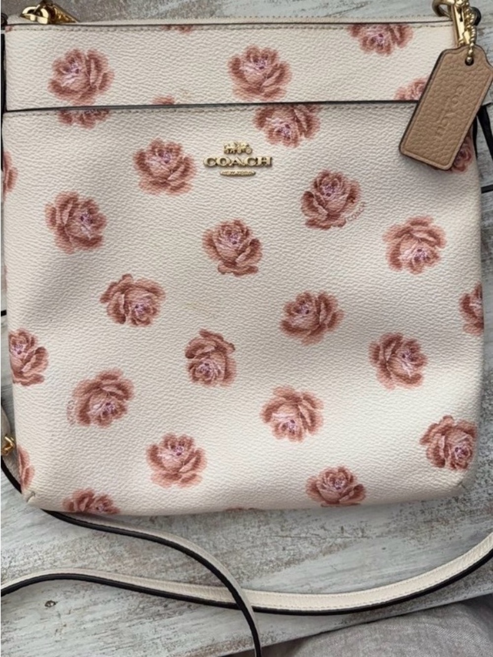 Coach Rose-Print Crossbody in Blush